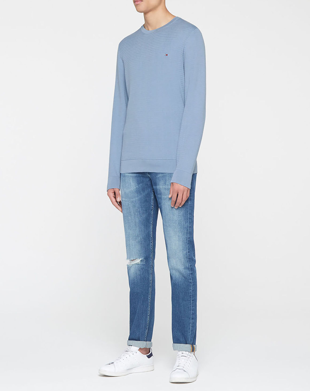 Tommy Hilfiger Pull zig zag structure bleu