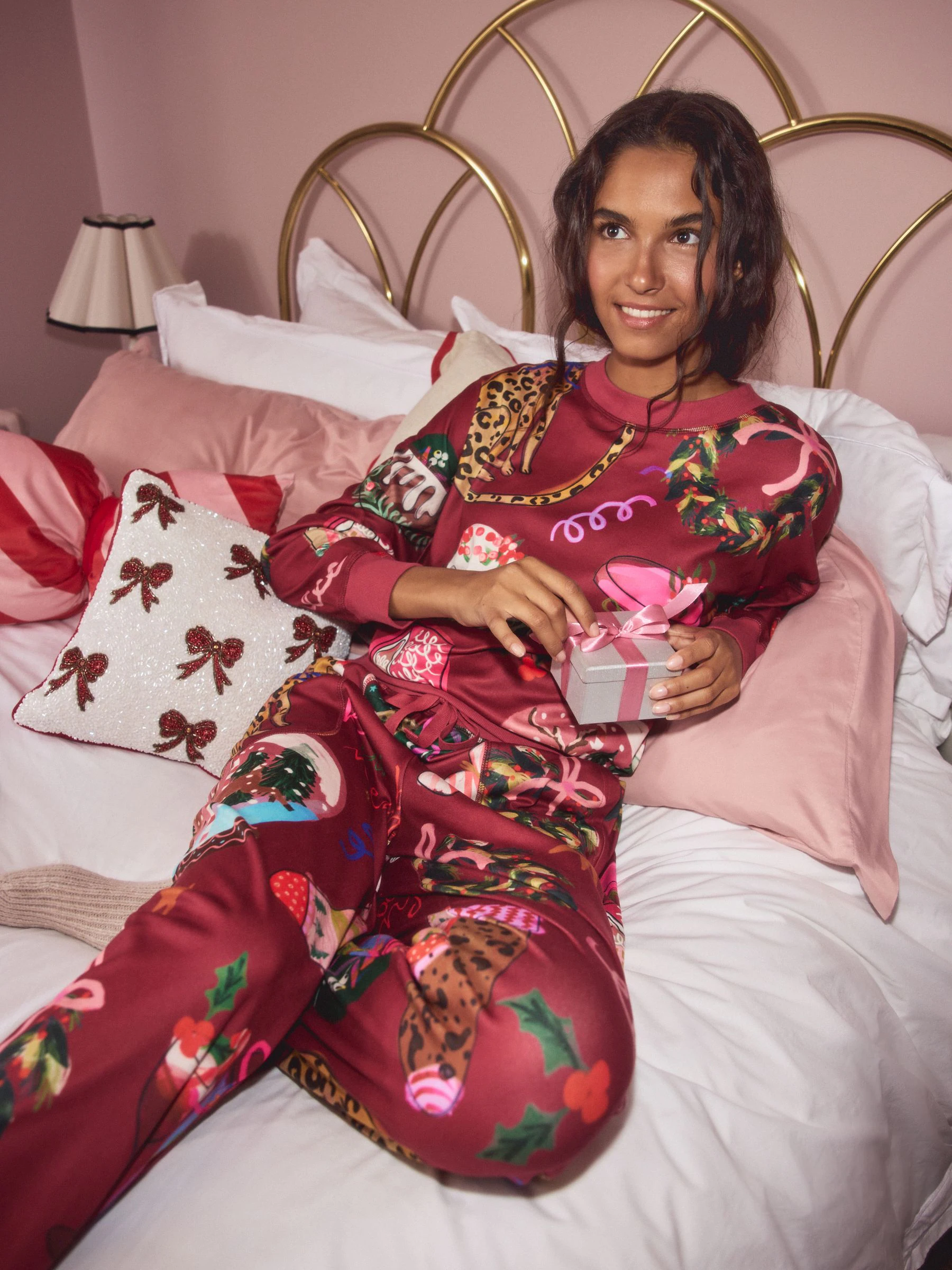 Berry Red Cracker - Behaaglijke pyjama met lange mouwen