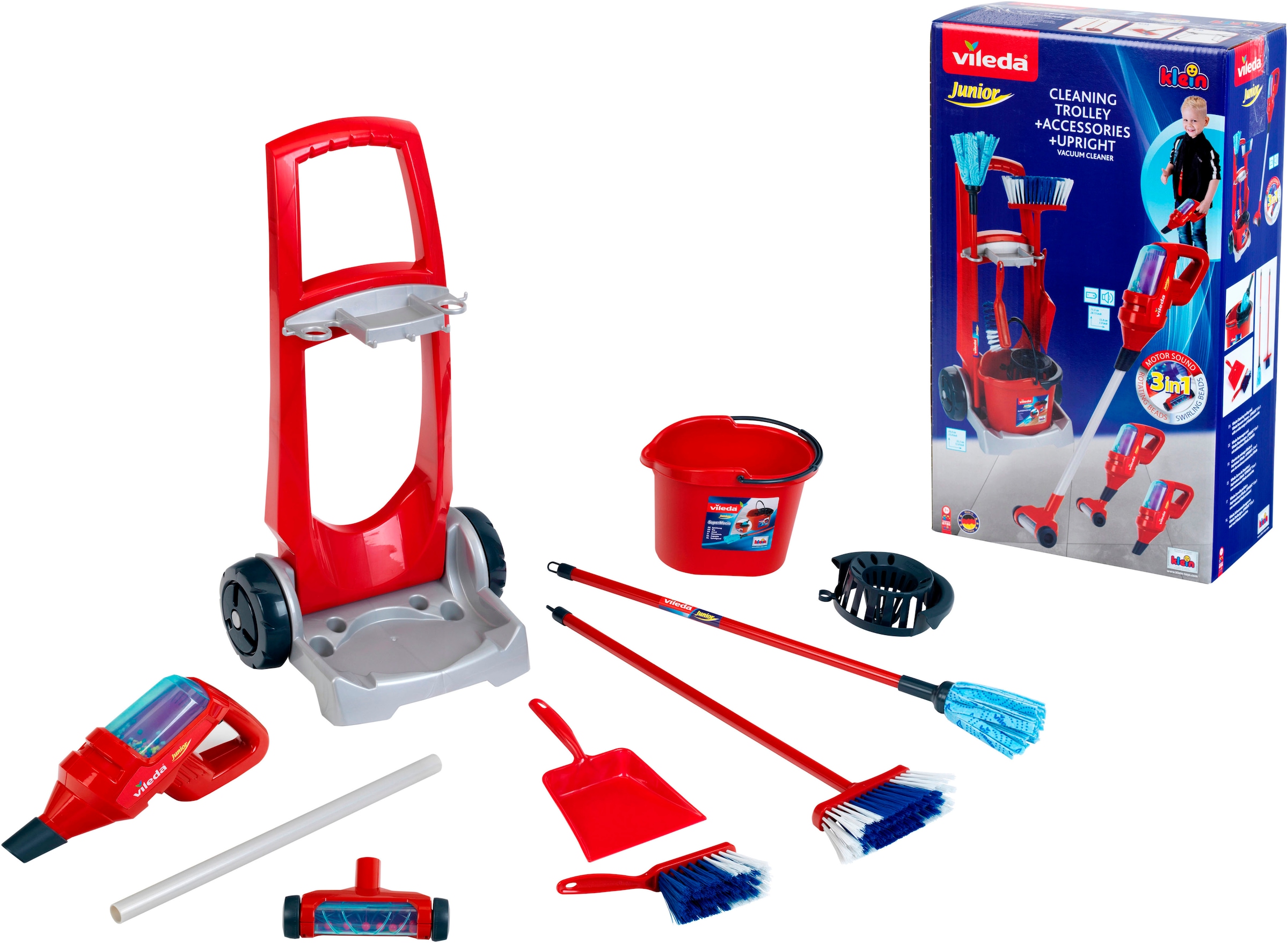 Klein Kinder-Besenwagen »Vileda« mit Staubsauger; Made in Germany