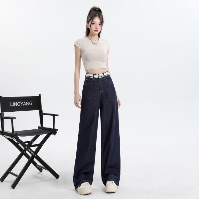 Litoya - High Waist Lettering Wide Leg Jeans (Diverse ontwerpen)