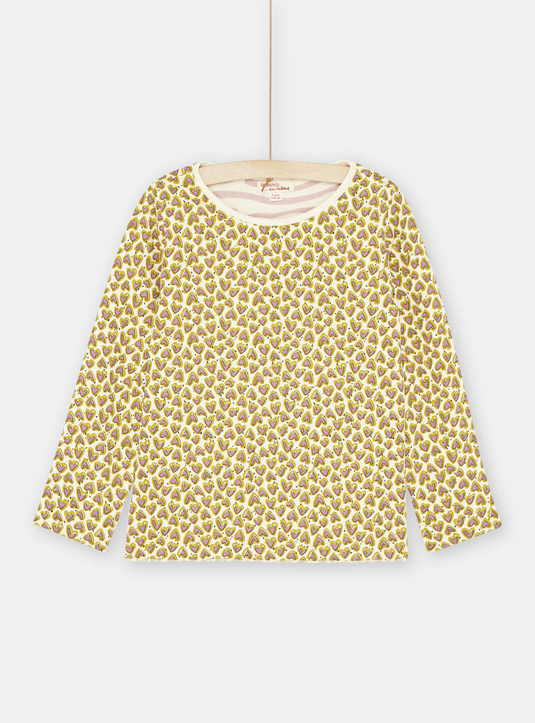 T-shirt réversible sur fond écru fille
