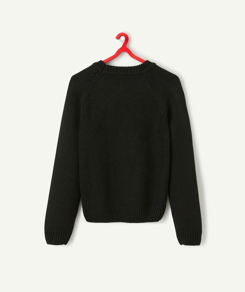 PULL TRICOT MIXTE EN FIBRES RECYCLÉES NOIR