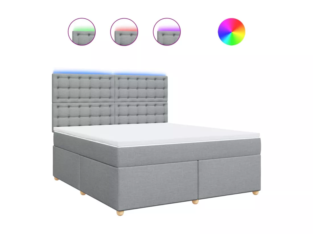 Sommier à lattes de lit avec matelas Gris clair 180x200cm Tissu