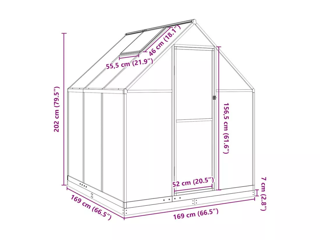 Serre tente abri plante aluminium 169 x 169 x 202 cm 02_0044490