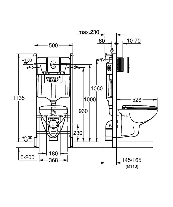 Pack WC suspendu blanc Grohe Solido Baufirst