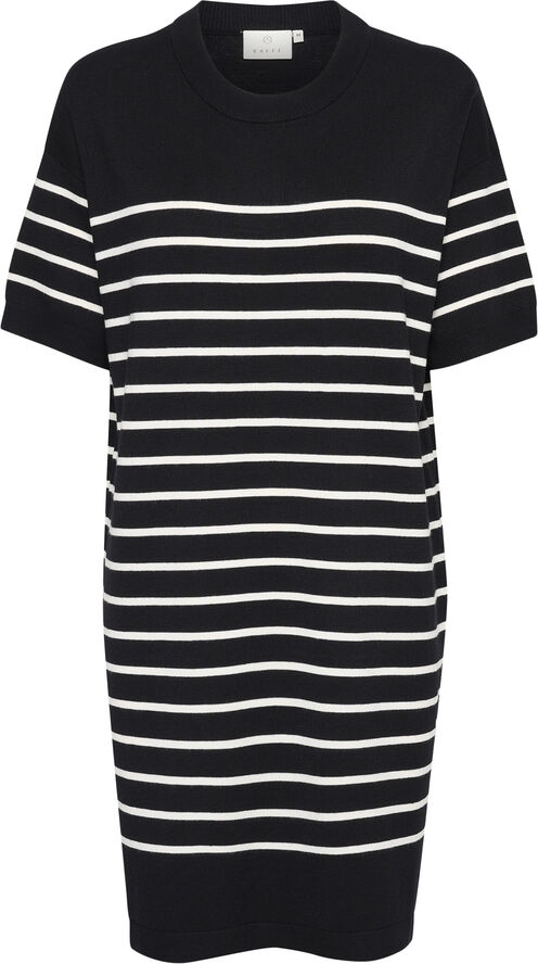 Kaffe KAlizza Narrow Stripe Dress Black/ turtle dove stripe