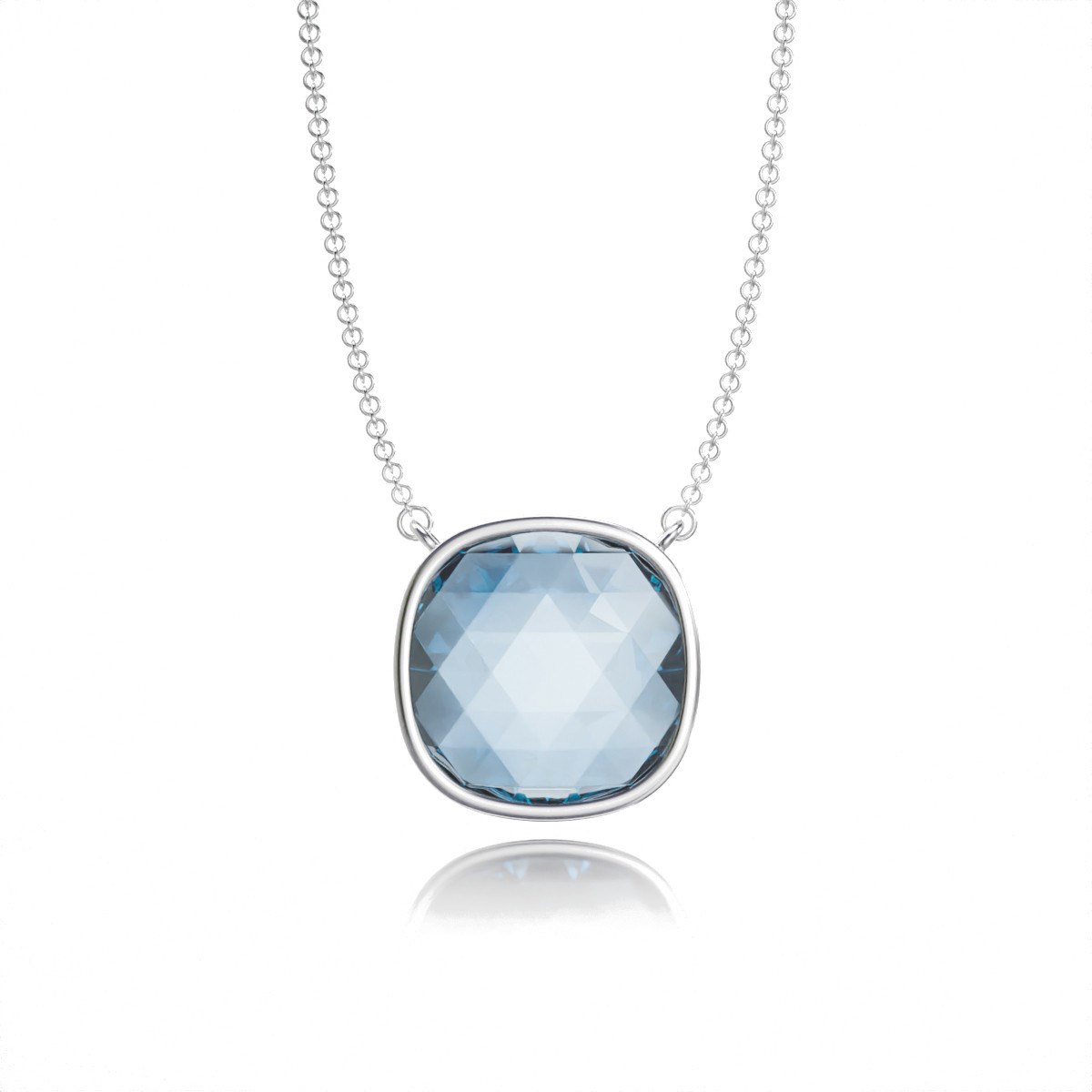 Collier Raffiné en Topaze Bleue - 38 Facettes, Argent 925 Rhodié, 9ct | Aden Boutique