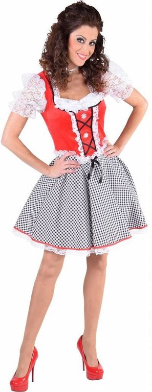 Dirndl - Roze - Stevige Stof - Pofmouwtjes van Kant