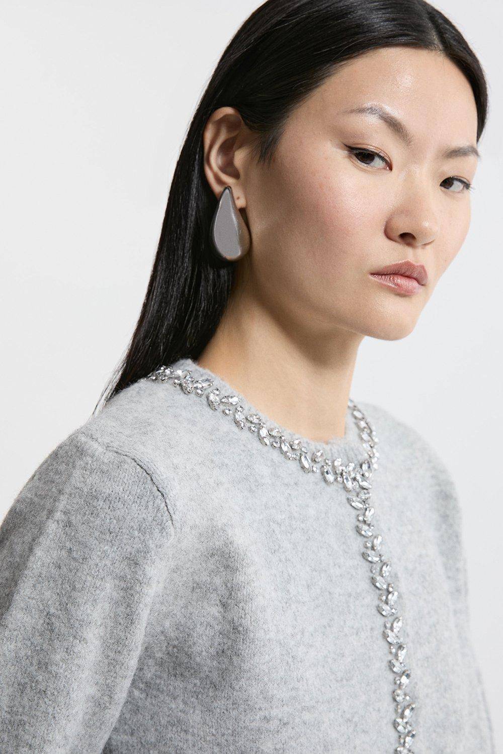 KarenMillen Cardigan en Maille Douillette à Finitions Ornées