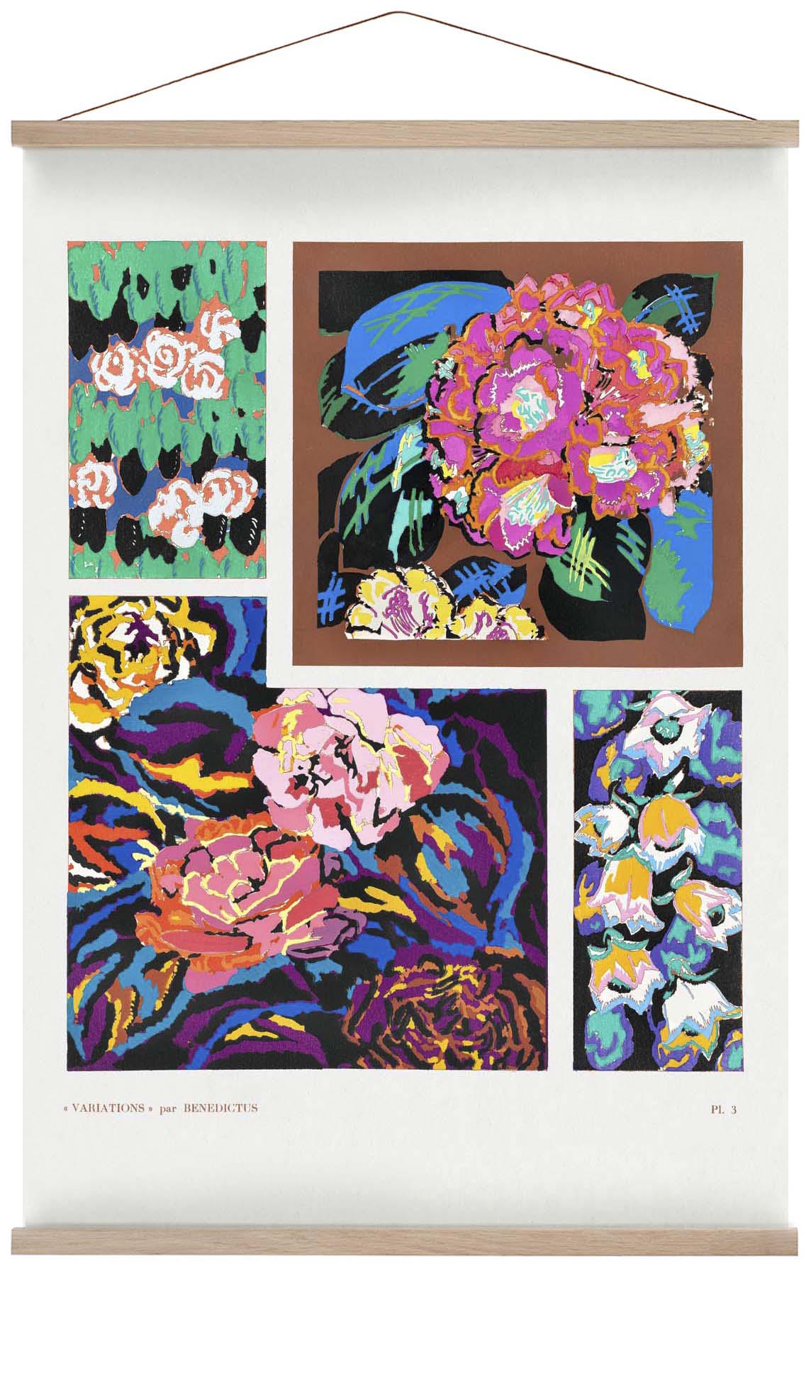 Blümchen Vintage Art-Déco-Muster, Variation 3 von Édouard Bénédictus