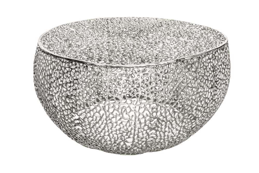 Filigraner Design Couchtisch ABSTRACT LEAF 80cm silber Handarbeit