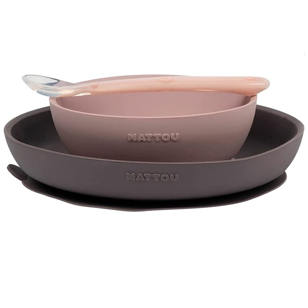Set repas en silicone rose