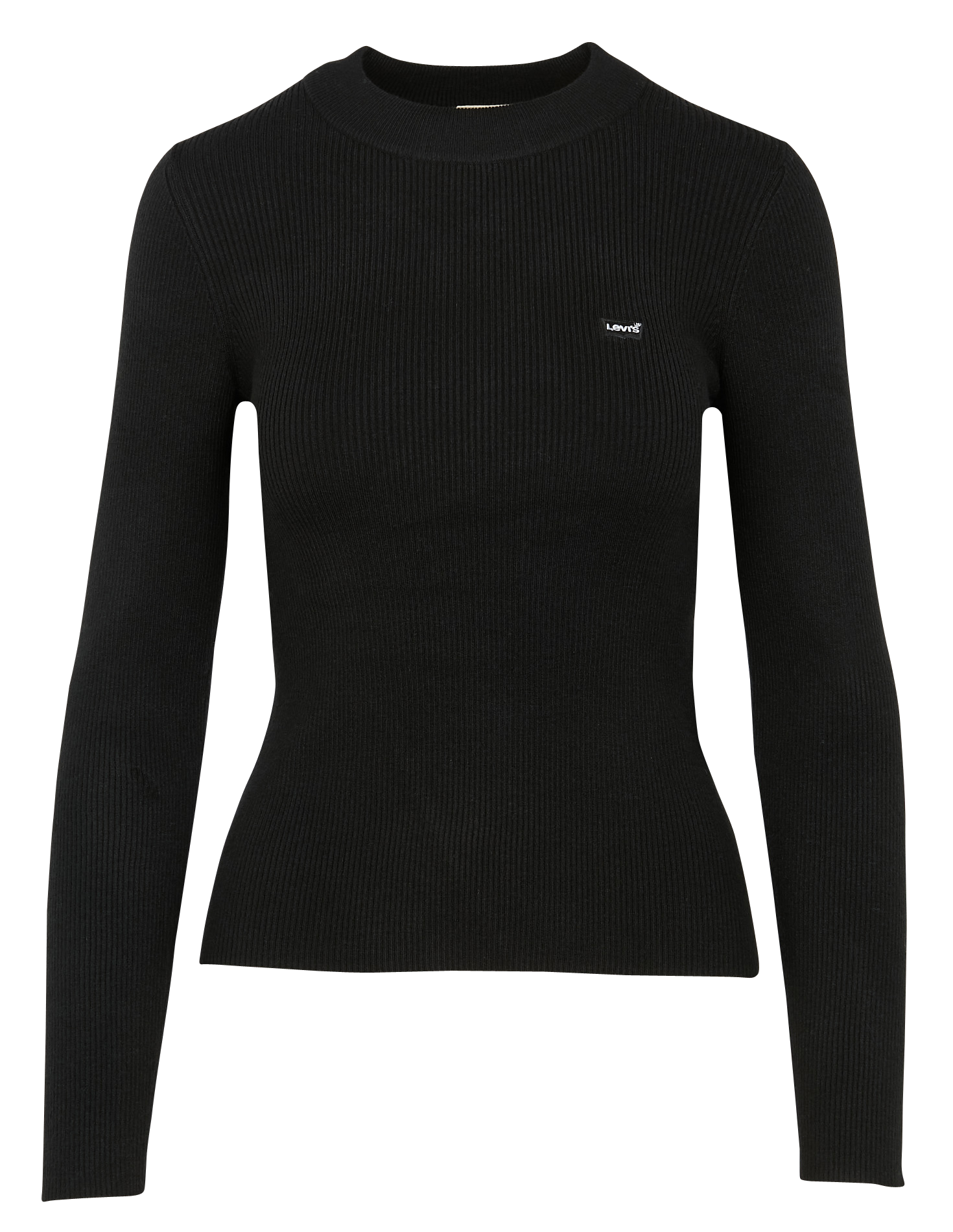 Pull col rond en maille côtelée | Noir