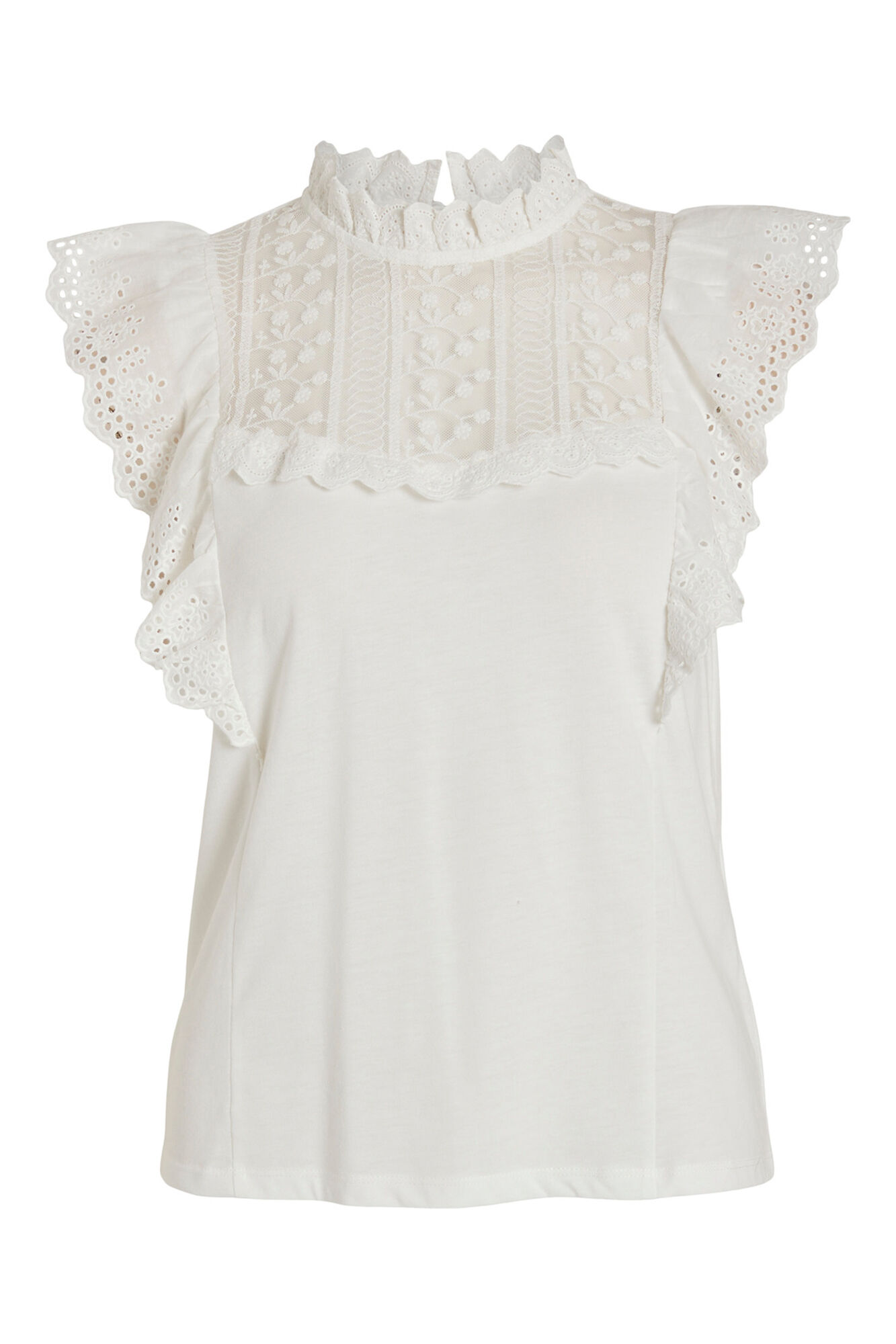 Blusa romântica com babados vazados - Branca