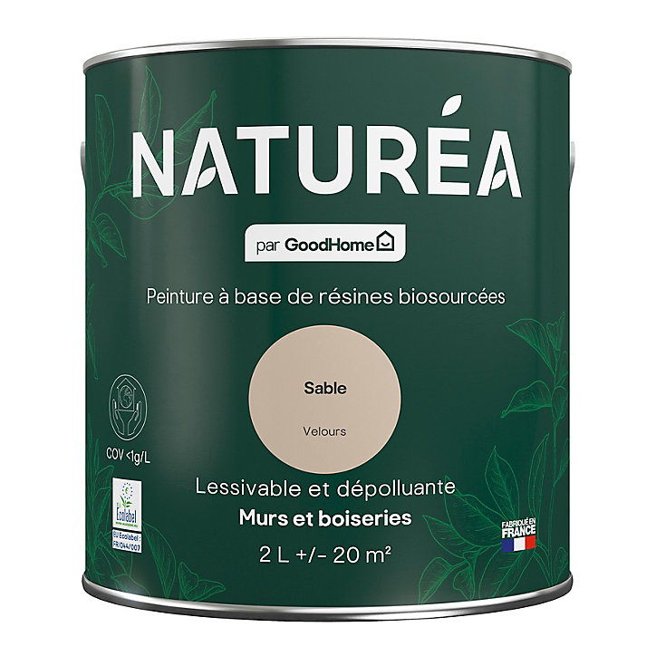 Peinture murs et boiseries Naturéa par GoodHome sable velours 2L