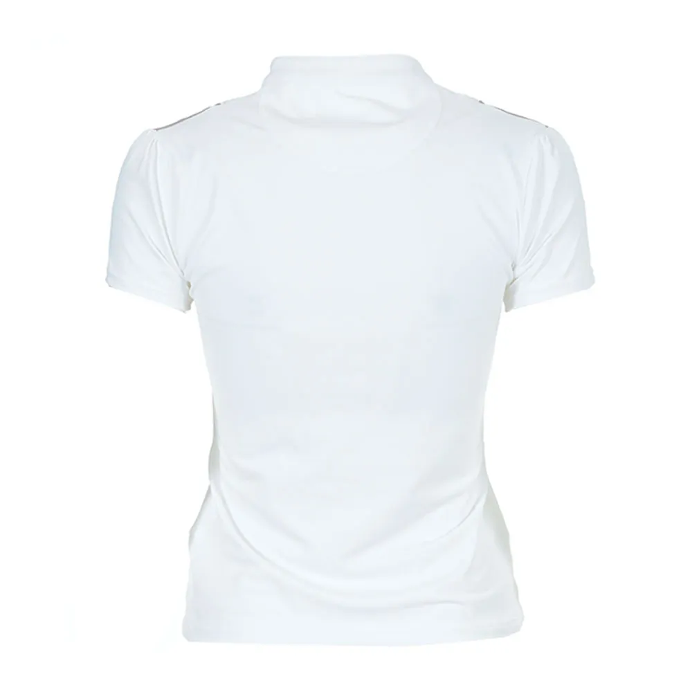 Pénélope VENISE - Polo de concours Femme blanc/taupe