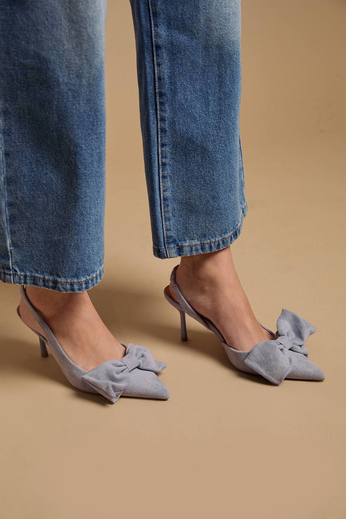 Oasis Escarpins À Bride Arrière Rose En Synthétique Avec Nœud Et Talon Aiguille Haut