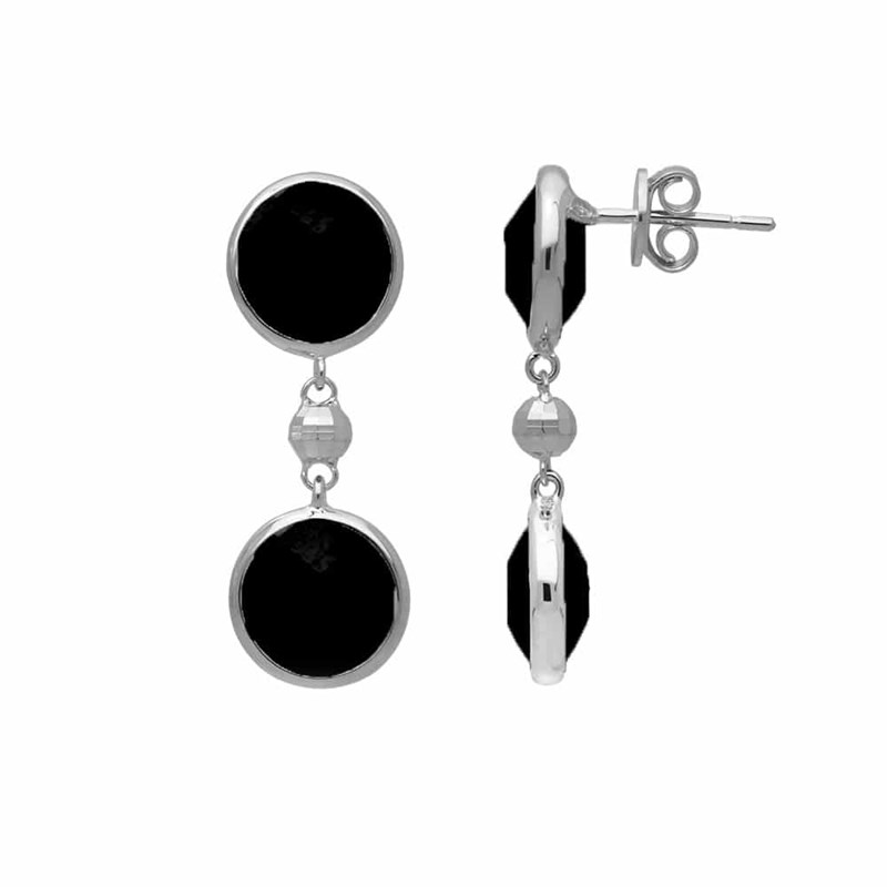 Boucles D'oreilles Argent Rhodié Valentine Cristal Noir