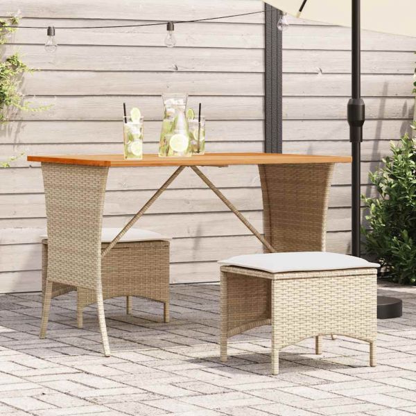 vidaXL Mesa de Jardim com Tampo em Acácia 105x75x72 cm Vime Pe Bege - 3075490773