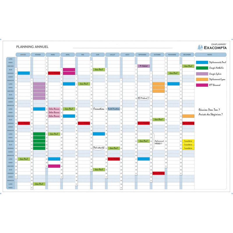 Planning magnétique annuel 14 colonnes Exacompta