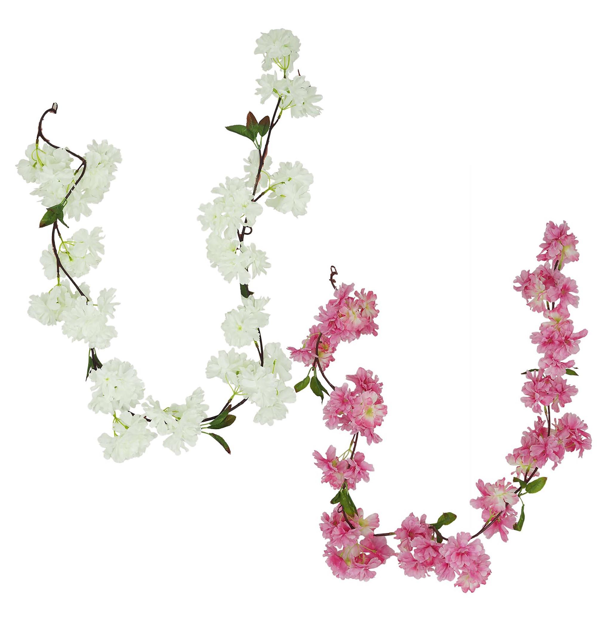 GUIRLANDE FLEURS POMMIER H.150CM BLANC ET ROSE
