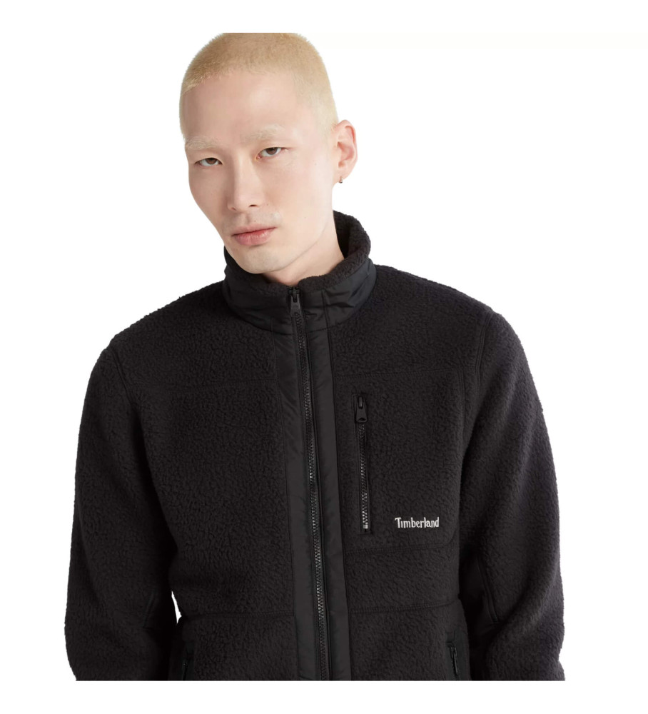 Jaqueta Timberland Sherpa FZ Fleece, tamanho médio, preta.