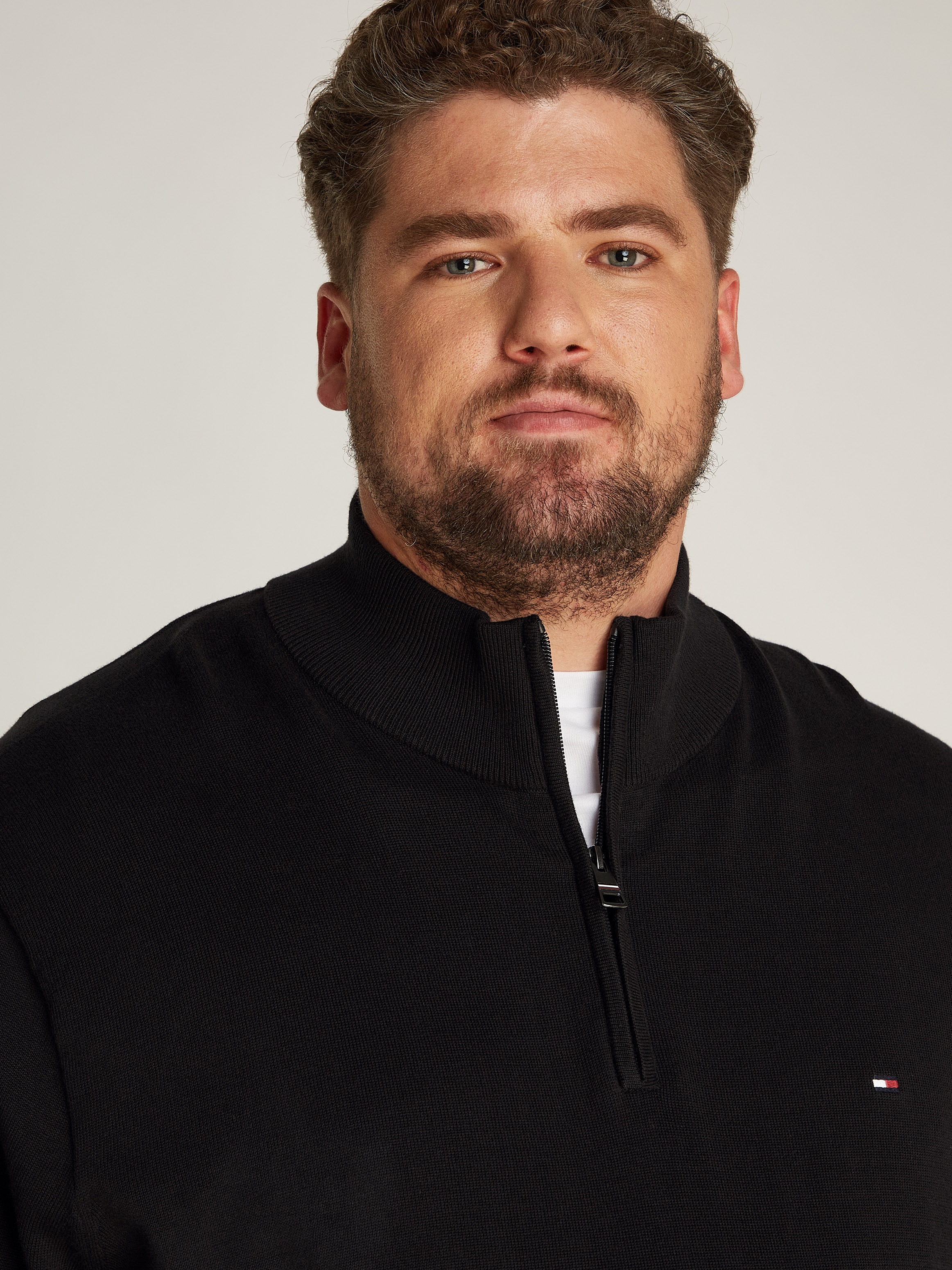 Tommy Hilfiger Big & Tall Stehkragenpullover »BT-ESSENTIAL COTTON ZIP MOCK-B«, Grossen Grössen