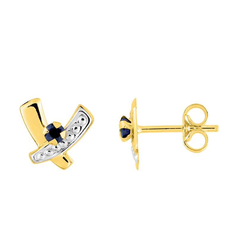 Boucles d'oreilles femme - saphir - Or 9 Carats