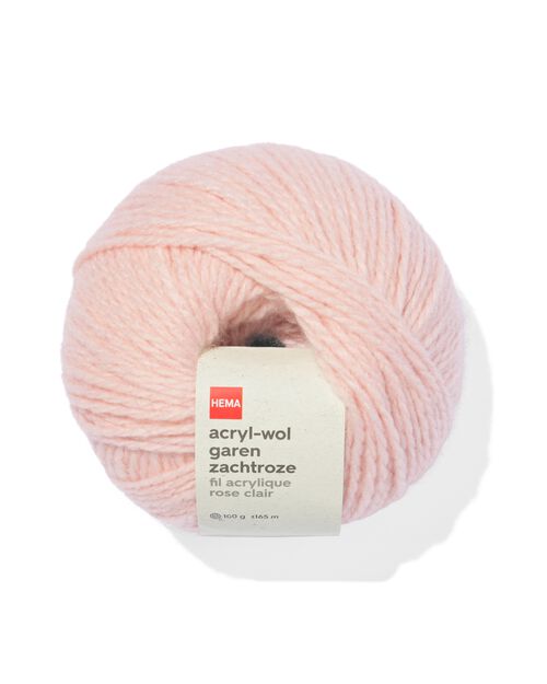 fil de laine acrylique rose pâle 100g 165m