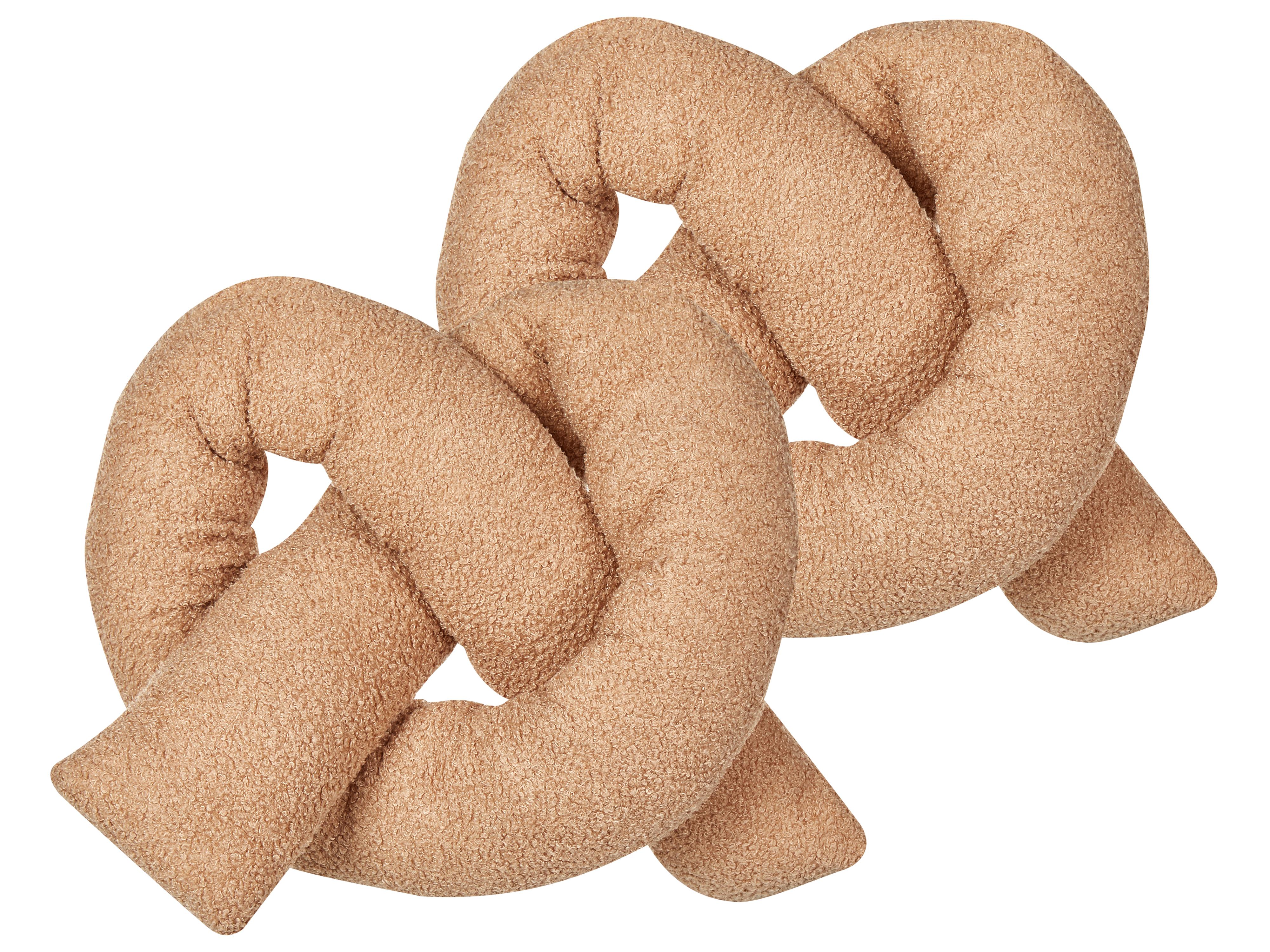Set van 2 sierkussens GLADIOLUS Bouclé 172 x 14 cm Lichtbruin effen
