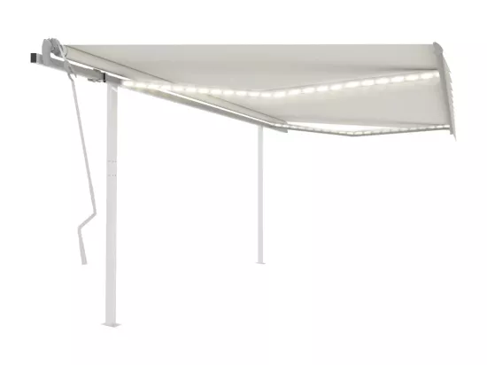 Auvent manuel rétractable avec LED 4,5x3,5 m Crème