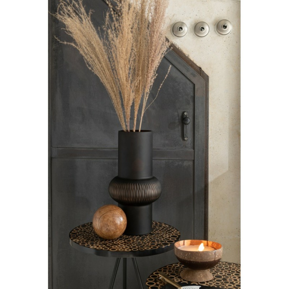 Vase avec anneau en verre marron 19x19x35 cm