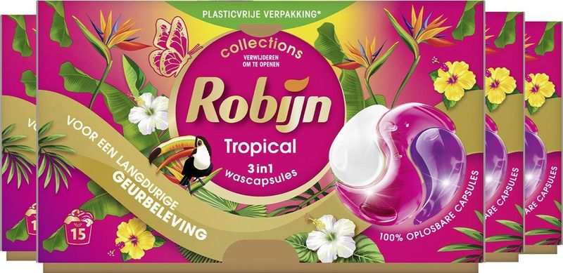 Robijn - Color Tropical - 3-in-1 Wascapsules - 98% Biologisch Afbreekbaar