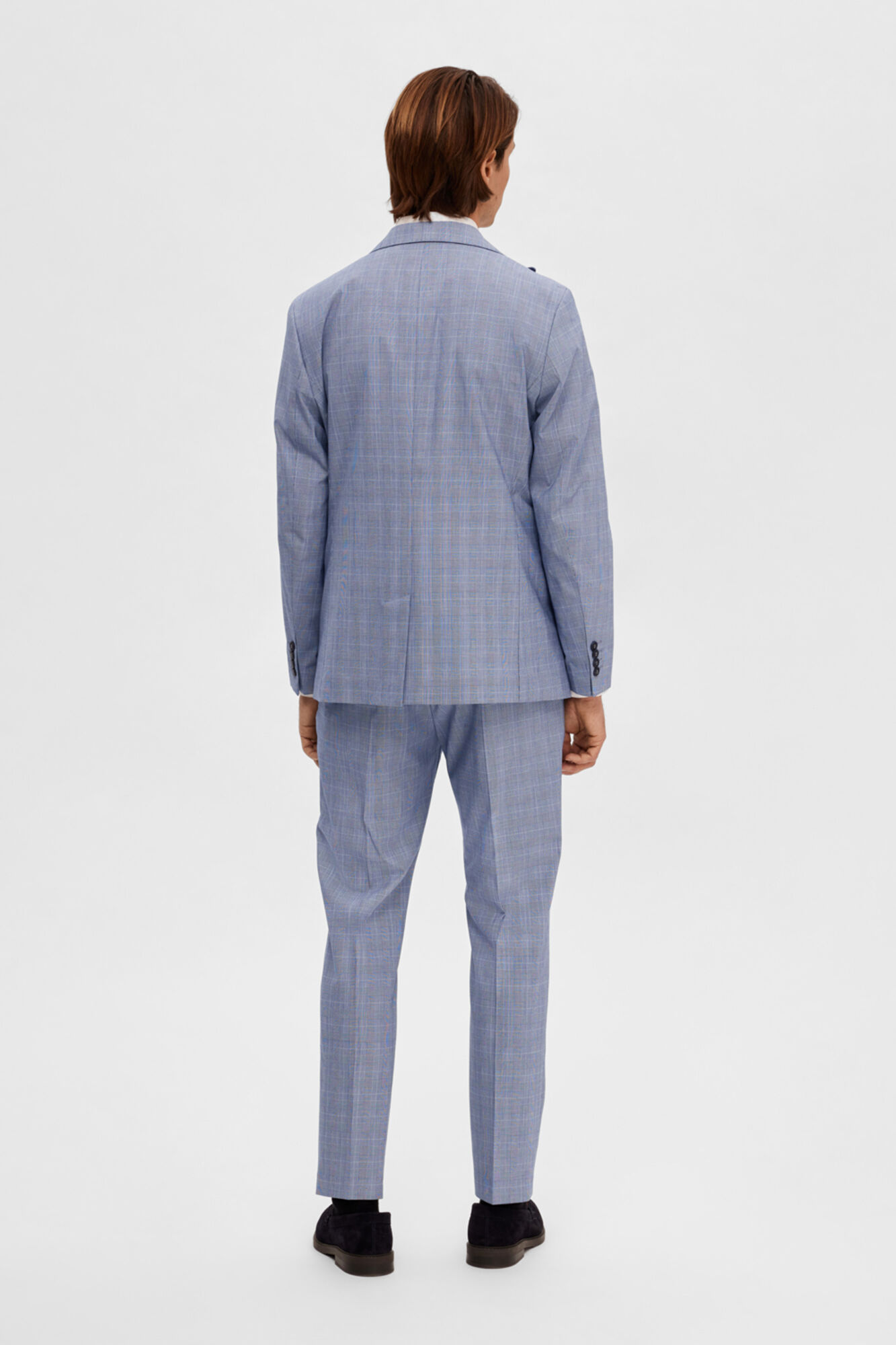 Blazer xadrez de corte justo. - Azul
