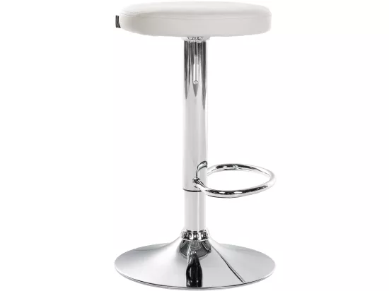 Tabouret de bar - Similicuir & Chrome - Blanc - Ponte