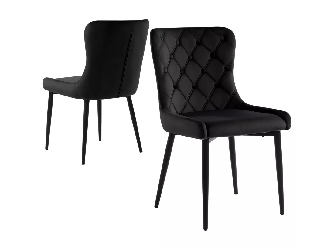 Lot de 6 Chaises en velours avec pieds en fer noir - Noir