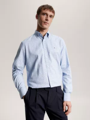 Camisa xadrez de corte regular com elastano