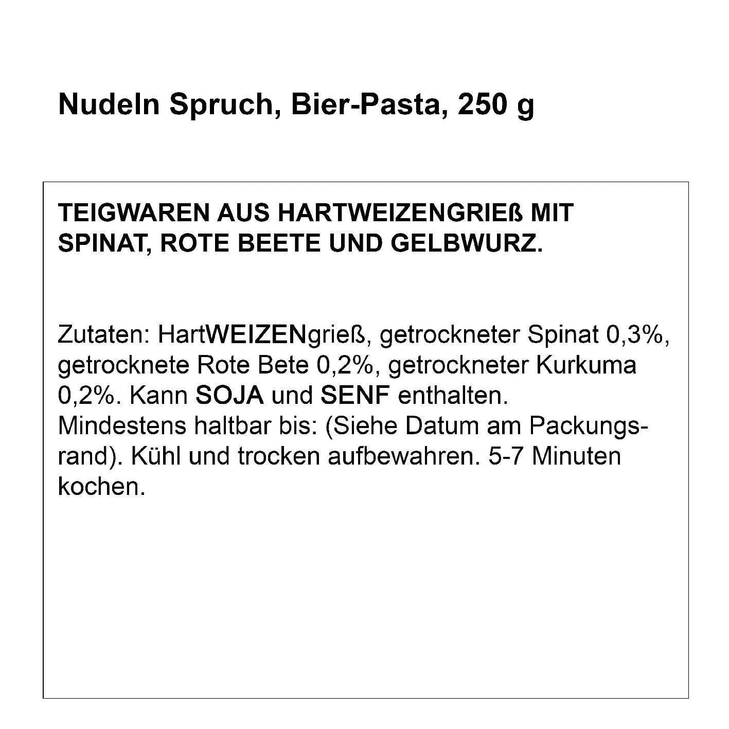 Nudeln Spruch, Bier-Pasta, 250 g