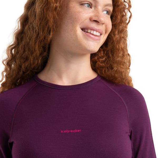 T-shirt thermique ICEBREAKER W ZONEKNIT 200 LS CREWE NIGHTSHADE/ELECTRONPNK/CB