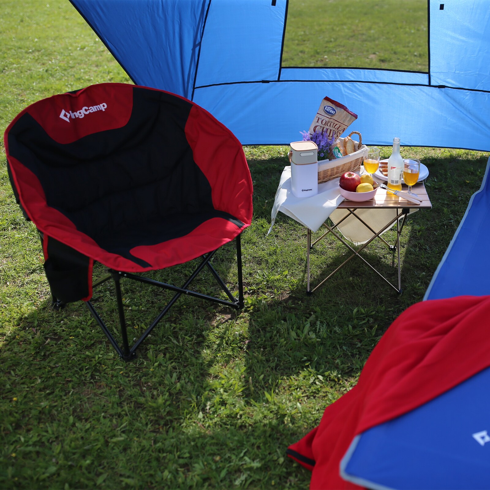 KINGCAMP MoonChair L Camping Klapp Stuhl Falt Sessel Garten Angel Outdoor 120 kg Farbe: blau