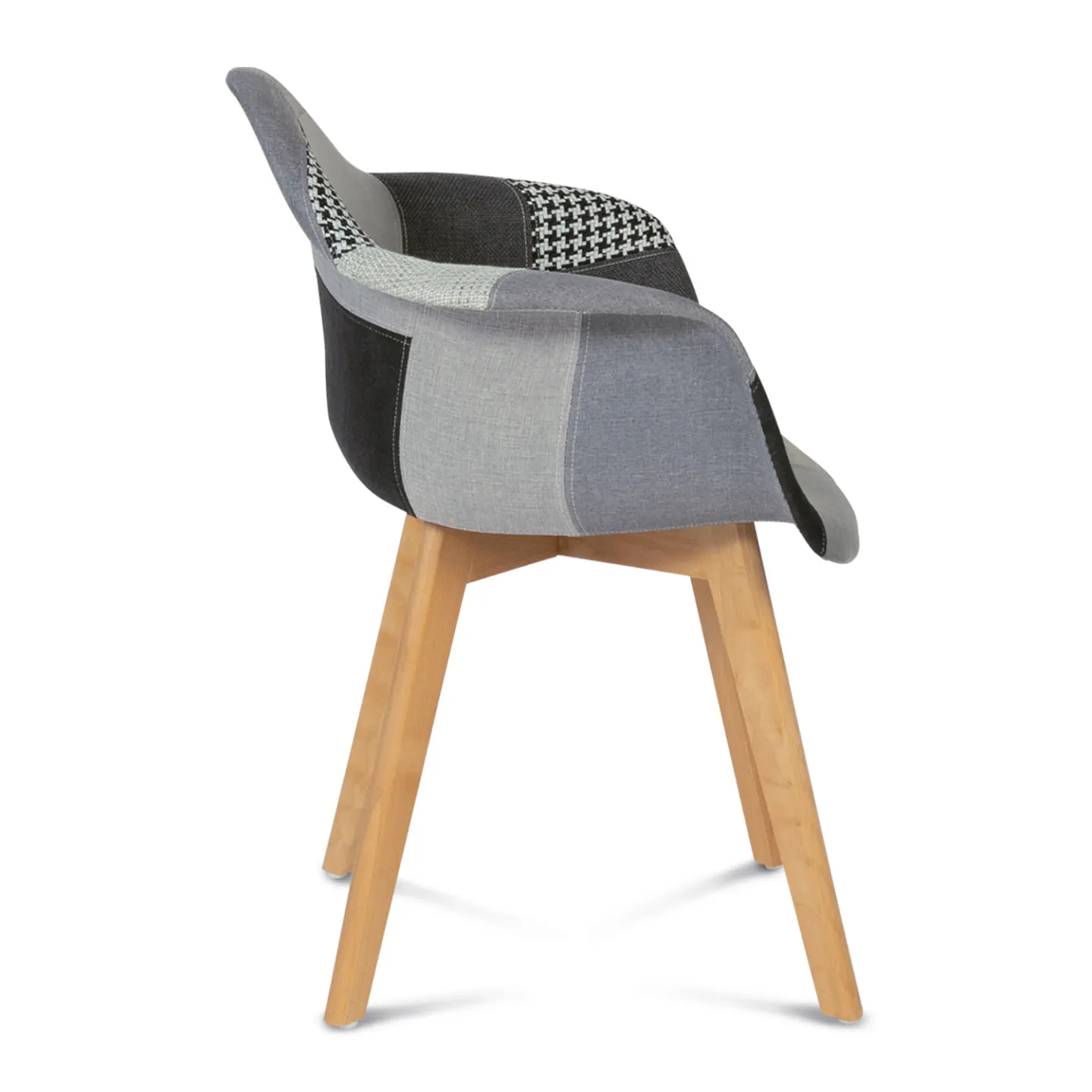 Lot de 2 chaises de salle à manger scandinaves, fauteuils de table SARA motifs patchworks noirs, gris et blancs