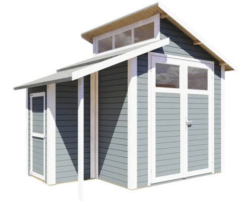 Tuinhuis Konsta Studio Set 2 met vloer en aangebouwde kast 328 x 240 cm lichtgrijs