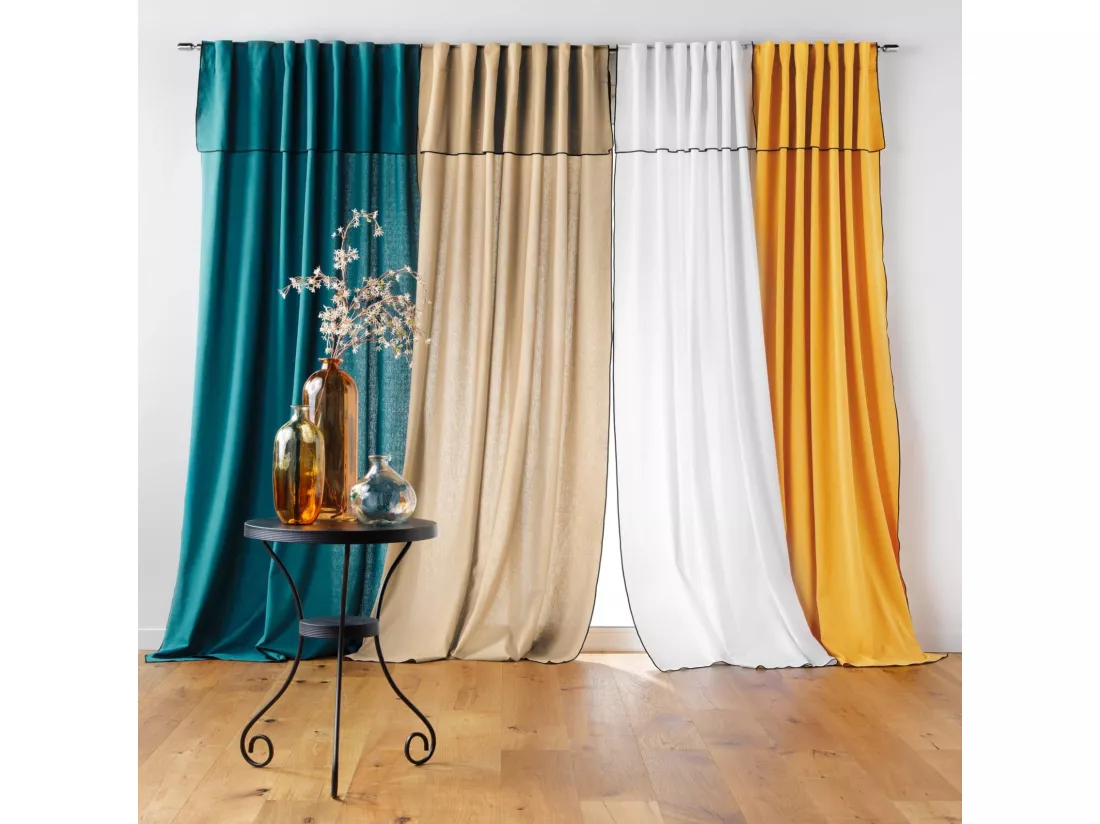 Rideau à passants cachés avec volant en coton recyclé Mistraline - Gris clair - 140 x 240 cm