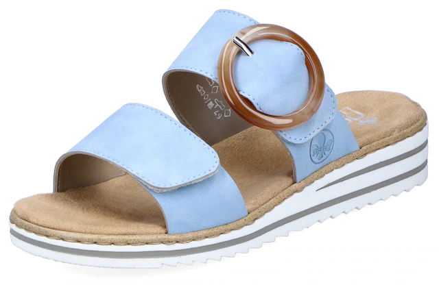 Rieker Pantolette  , Keilabsatz, Sommerschuh, Schlappen mit softer Innensohle
