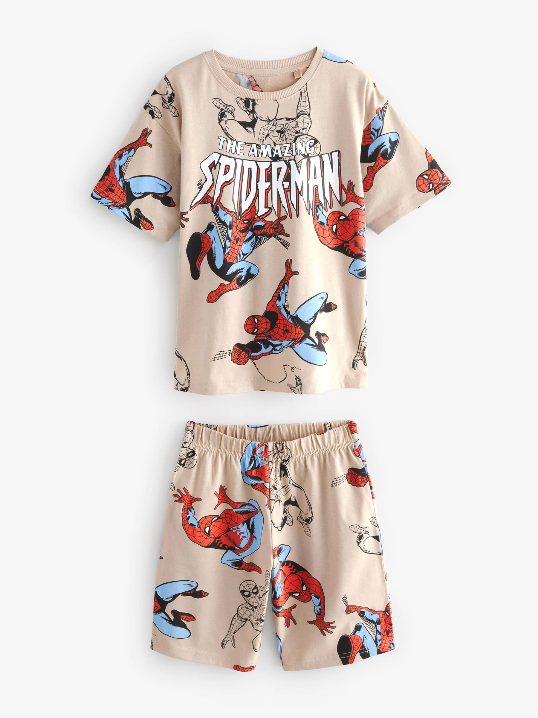 Marineblauw/kameelkleurige Spiderman - Set van 2 pyjama's met short (1,5-8 jr)