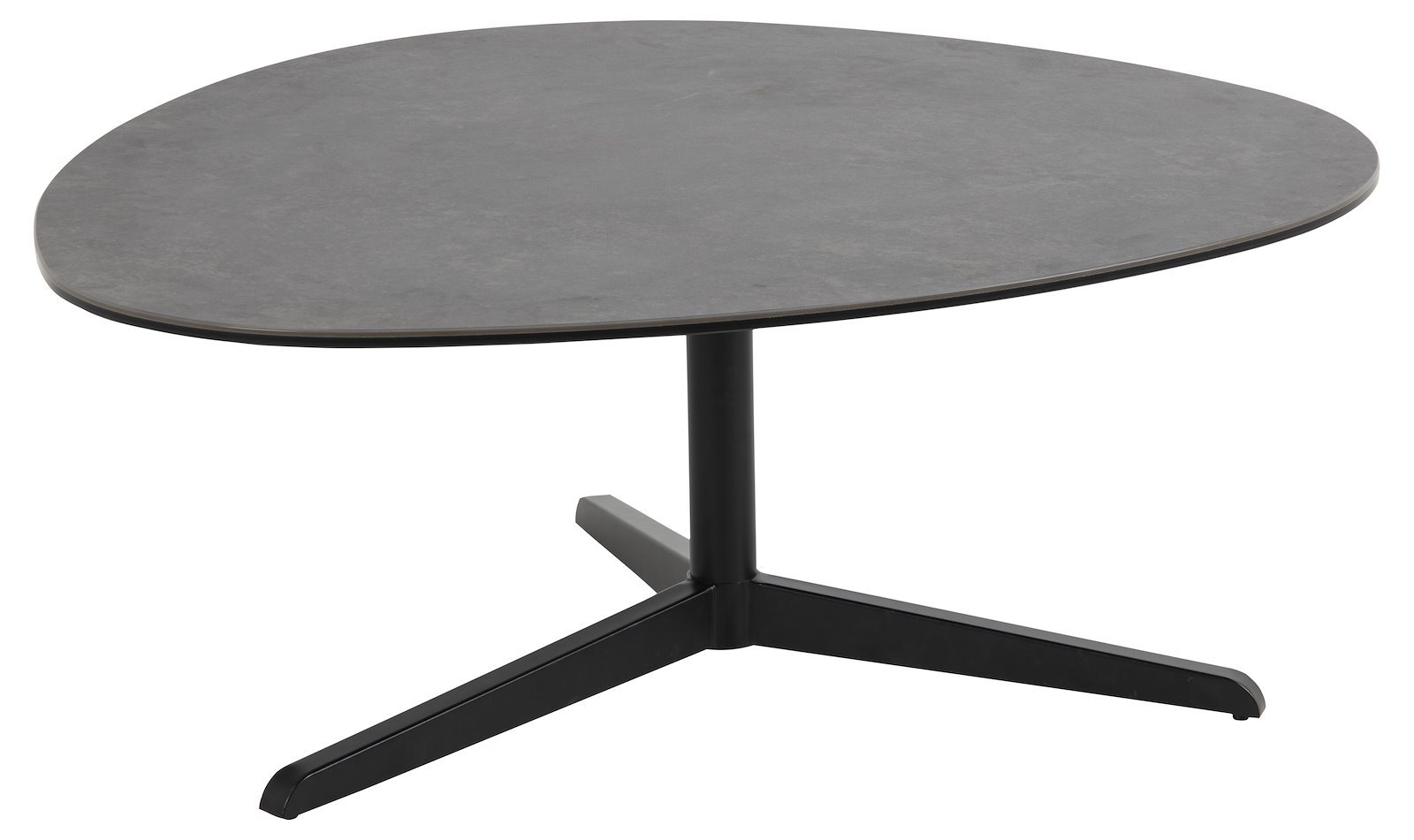 Barnsley sofabord Røff sort keramisk topp med 3-stjerners sort metallunderstell. 100x95x41cm