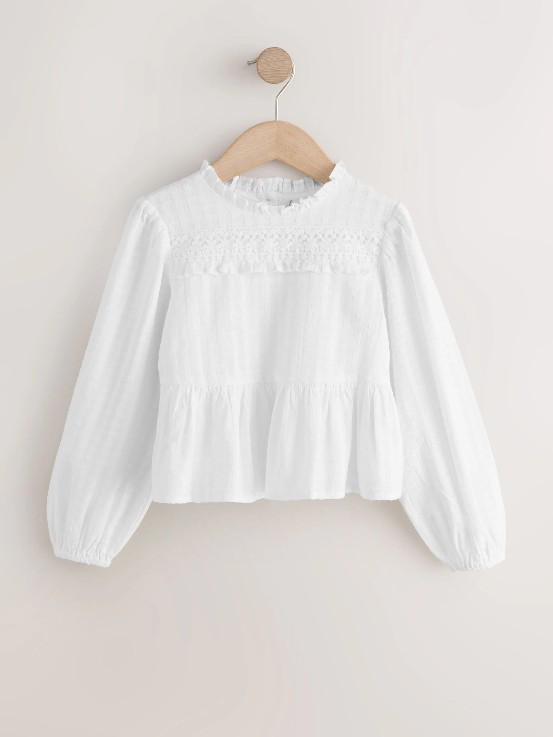 Ecru - Long Sleeve Ruffle Blouse (3-16yrs)
