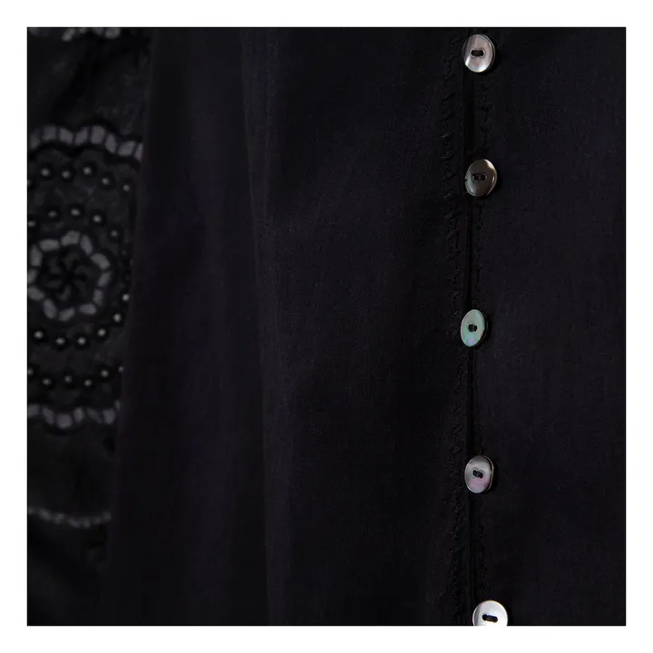 Alma Deia Blouse Brodée en Coton Bio | Noir