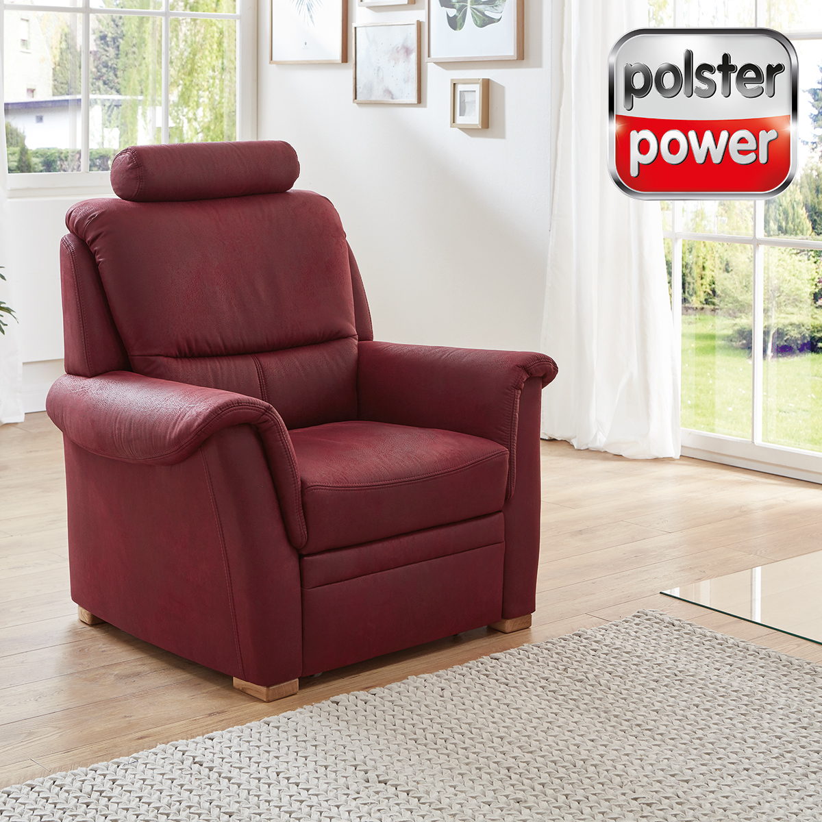polsterpower Sessel - wine - Federkern