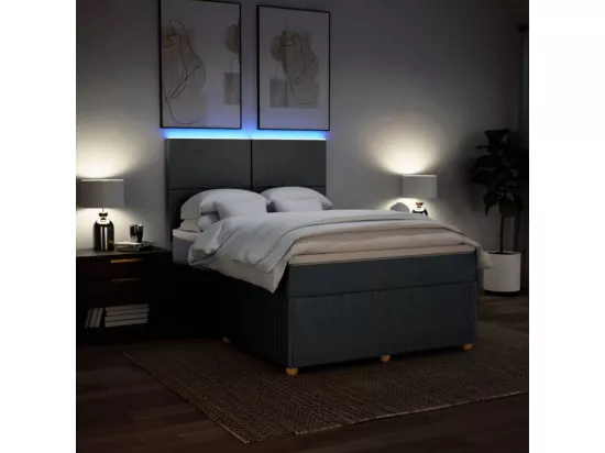 Sommier à lattes de lit avec matelas Gris foncé 140x190cm Tissu